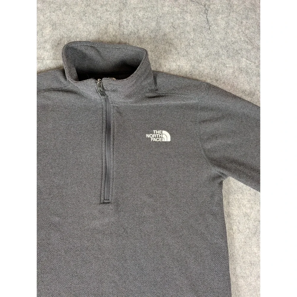 The North Face Mens Quarter Zip Pullover Charcoal Grey Textured Fleece Jacket M